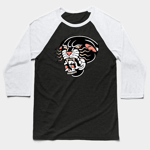 Black panther and skull Baseball T-Shirt by Bojes Art